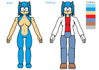 Emily the hedgehog Reference by xXRexTheHuskyXx - female, hedgehog, shoes, clothing, reference, blue eyes, scientist, blue fur, sonic fan character