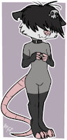 Becky Darkster by ManicMoon - nude, female, kid, reference sheet, collar, shy, gothic, emo, opossum, skull, becky