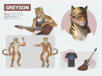 Commission: Greyson by harufeng - cute, male, tiger, orange, bass, guitar, reference, refsheet, bara, referencesheet, longhair
