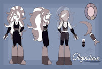 Oligoclase Ref by ManicMoon - female, reference sheet, adult, weapon, gem, steven universe, crystal gem, gemsona, oligoclase