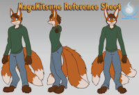 KagaKitsune Reference Sheet by SonicSpirit - red, fox, kit, kitsune, tail, tails, fennec, sheet, ref, reference, three, kaga, kagakitsune
