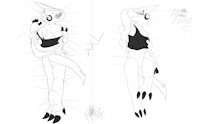 [Persona] Axl on bed. by HeibanSB - dragon, male, blushing, digimon, character sheet, lineart, dakimakura, shoutmon