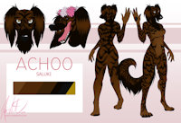 [C] Achoo by Odonarta - dog, female, reference sheet, canine, anthro, ref, canid, ref sheet, saluki, brindle