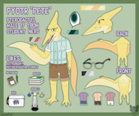 .: Pyotr Reference Sheet :. by AnukaCat - male, reference sheet, school, student, design, character, dinosaur, nerd, pterosaur, pterodactyl, anukacat