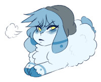 Tobi by TwistedCheshire - yellow, cute, blue, bad, sheep, angry, rude, grumpy, beanie, grump