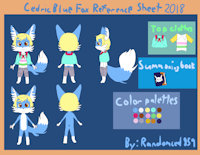 Cedric Blue Fox Reference Sheet 2018 by randomced859 - fox, male, cedric, blue fox, summoner, cedric blue fox