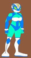 Romverse character profile: Auriella (Jasmine Aaron) by LoneWolf23k - female, frog, superhero, luchador, wrestler