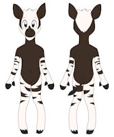 Cheka Ref Sheet by raadwolves - stripes, horns, hooves, okapi, nose piercing, nonbinary, afab