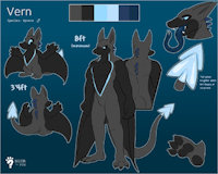 Vern Reference by BlurTheFur - dragon, male, glowing, tongue, blue, black, wyvern, grey, handsome, forked, vern, artwork (digital), blurthefur