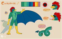 Cockatrice Ref by BlurTheFur - dragon, male, tail, avian, snake, steve, reference, chicken, coil, cockatrice, artwork (digital)