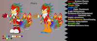 Flare the Rainbow Phoenix by MidnightMuser - male, reference sheet, bird, avian, sonic, phoenix, sonic fan character, sonic fc, rainbow phoenix