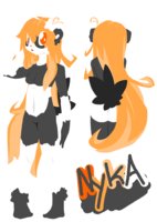 Nyka Ref Sheet by NNBTK - girl, orange, panda, black, white, flower, ref sheet, nyka, hibiscus