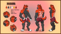 Ember Character Reference by LupineVexation - male, reference sheet, muscle, hyena, reference