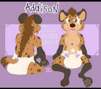 Addison Ref sheet from Crinkles by AdditionalHyenas - babyfur, diaper, male, hyena, spotted, nonbinary