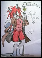Sanjiel Noroi by MotherNoroi - female, wolf, furry, artist, oc, reaper, red eyes, scythe, sanji, humanoid, uchiha, noroi, mecha pencil