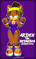 Arden The Hedgehog by HedgehogLove - boobs, female, hedgehog, sonic, milf, gym, clothing, brown hair, headband, curly, sporty, sonic fan character, female/solo, sonic oc, gymnast, thick thighs, thicc, hedgehoglove, arden the hedgehog