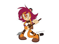 Nia the Cheetah by pestilentangels - female, tribal, spear, hunter, cheetah, sonic, navel, sonic the hedgehog, tomboy, sonic fan character, midriff, female/solo, sonic oc, mangaanonymous