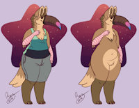 Rezeict's Fursona: Full-body Front by Rezeict - star, cute, mix, hybrid, belly, canine, gryphon, griffon, bird, fat, androgynous, chubby, anthro, brown, avian, transgender, trans, canid, androgyny, beak, maned wolf, bill, fursona, reference, toucan, griffin, anthropomorphic, sona, transsexual, full body, fullbody, plump, hybrid species, character design, genderqueer, queer, rez, manedwolf, rezeict, nonbinary, non-binary, pangender, maned toucan, manedtoucan, maned-toucan