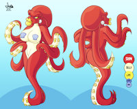 [C] Suzanne by JAMEArts - red, female, commission, sexy, octopus, seashell, lipstick, referencesheet, bimbo, skunkdude13, suzanne, jamearts