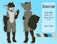 Sebastian Inglov by DjijeyHellfire - fox, cat, male, hybrid, reference sheet, cattox