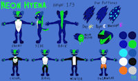 Neon Hyena Reference Sheet by MagicWolfy - male, raver, hyena, neon, rave, rebel, active, extrovert