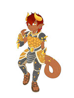 Kolbeyn by HoukaKyouryuu - dragon, male, armor, horns, hung, half dragon, tan skin, male/solo, scale mail