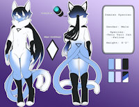 Damien Syaoran SFW by DjijeyHellfire - cat, feline, male, long hair, ref sheet, twin tails, twin tailed cat