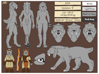 Noir Character Sheet by NoirSaberCat - cat, feline, female, gray, grayscale, sabertooth tiger, smilodon, saber tooth cat, female/solo, gray fur, gray eyes, saber cat