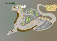Gossan, Earth Dragon by MidnightMuser - dragon, male, wings, feathers, oc, jewel, moss, character design