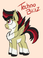 Young Techno Blitz's character sheet by RubySplash2018 - male, hybrid, foal, hybrid species, male solo, pegasus pony, baby pony, bat pony