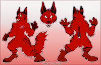 Awesome Adopt by NightshadeG - red, wolf, male, heterochromia, black, adoptable