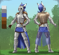 Armorbun Reference Sheet by OtakuAP - bunny, female, rabbit, reference sheet, armor, armour, longhair