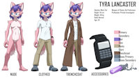 Reference Sheet: Tyra Lancaster 2019 by ProjectShadowcat - cat, feline, female, trenchcoat, mobian, sonic fan character, manx, tyra lancaster