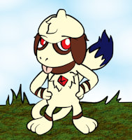 Smeargle Rei by ComicToons - dog, boy, male, pokemon, tongue, brush, canid, long tail, smeargle, long ears, gem, pokesona, fluffy chest