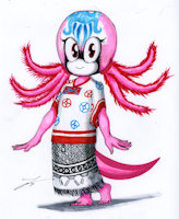 Yoloxochitl the Axolotl by AetosAchlys - female, axolotl, mobian, sonic fan character