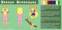 Ihhaya Greeneyes Ref Sheet by merle - fuzzy, female, alien, insect, long tongue, lepidan