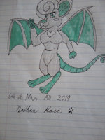 Natalie by UnstableSable - female, hybrid, bat, mouse, ink, marker, fantasy, pencil, fairy, micro, rodent, f/solo, possum, lined paper, female/solo, female solo