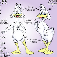 Shanee Model Sheet by Bahlam - herm, feathers, intersex, duck, webbed feet, shanee