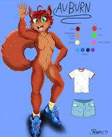 Auburn Carter by Marcushunterwolf - cub, girl, nude, female, squirrel, kid, reference sheet, anthro, young, shoes, rodent