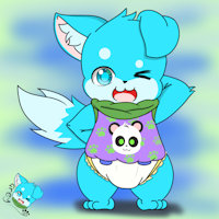 My fursona by Greywolfie - diaper, cub, wolf, male, blue, wolves, digital, blush, baby, young, drawing, oc, wolfie, cutewolf