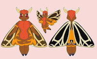 gustava ref sheet by FrickenStoat - female, tiger, thick, sheet, insect, reference, moth, thicc