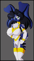 Team Scratch's Fighter: Sapphire by Animewave - big, boobs, bunny, female, rabbit, stripes, warrior, huge, bunnygirl