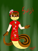 Suiji the 4-Lined Ratsnake by KatPanikku - female, snake, ninja, oc, japanese, original character, japanese clothing