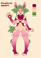 Raspberry adopt by Furasaur - cute, girl, female, wolf, pretty, pink, food, oc, adoptable, adopt, character design, raspberry