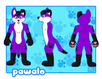 Pawalo Ref by NeonSlushie by Pawalo - dog, male, purple, reference sheet, paws, elkhound