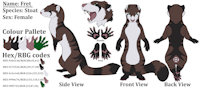 Fret Ref sheet by FrickenStoat - female, reference sheet, feral, sheet, ref, stoat, weasel, fullbody, weasels