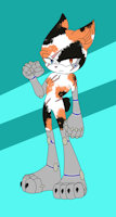 Masque by ThrenodyGrimblood - cat, feline, male, mask, assassin, oc, calico, cyberpunk, fc, blades, sonic oc, sonic fc, bobtail cat, masque the calico bobtail