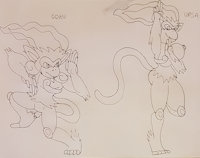 Goku and Ursa by Filibolt - pokemon, fire, male/female, monkeys, infernape, brother and sister, fighters