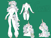 Reference sheet: Gwen by Qwaychou - girl, female, unicorn