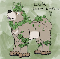 Lula the Leafdog by Lafayette - dog, female, canine, feral, digital, plant, fullbody, chow chow, plantgirl, leafdog